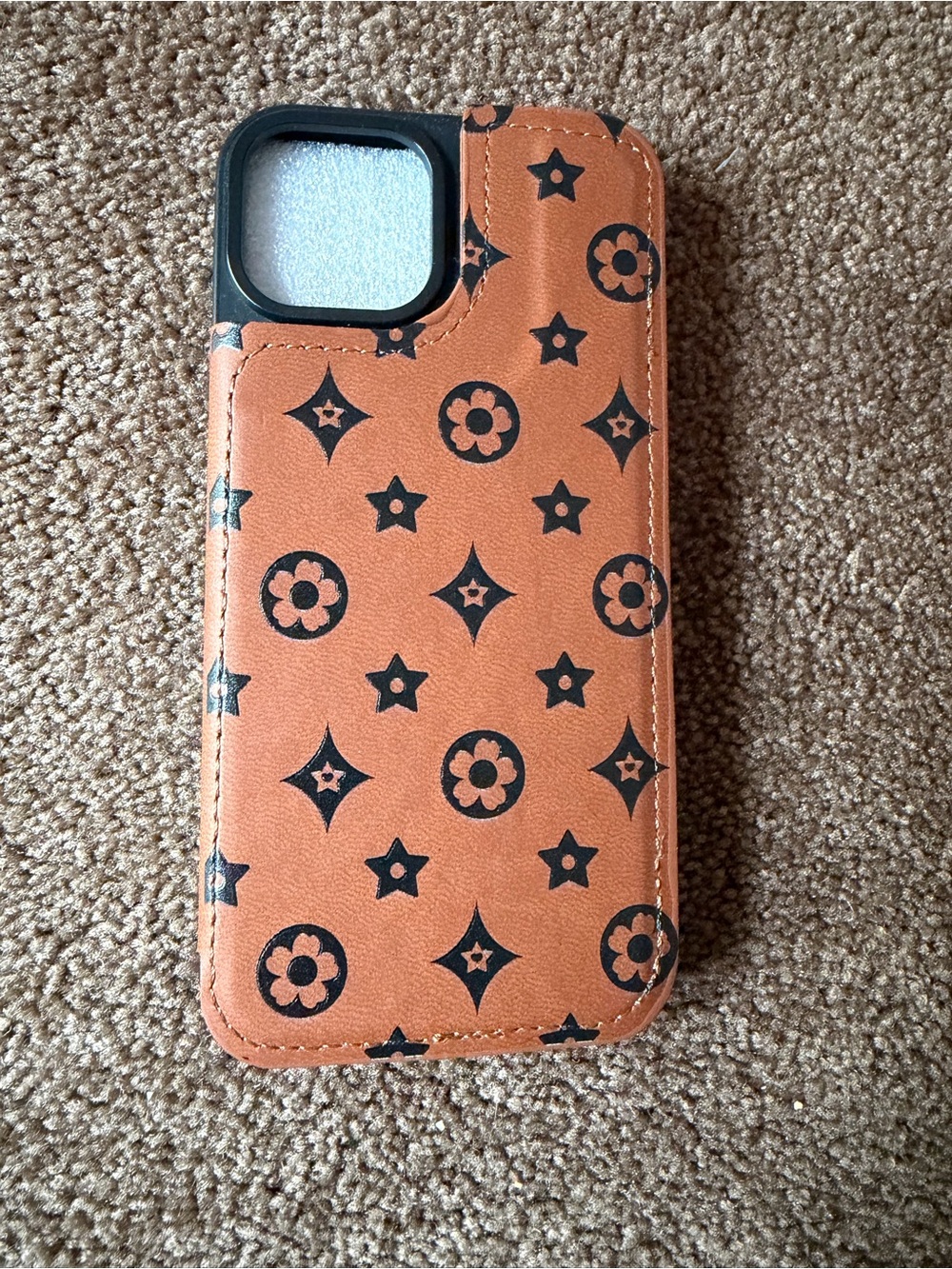 Brown Faux Louis Vuitton Pattern  I Phone 14/13 Case